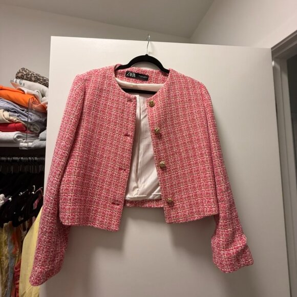 Zara Pink Tweed Blazer - Picture 3 of 4